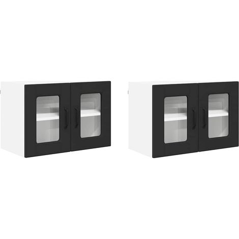 Meuble mural de cuisine，Armoire de cuisine avec étagère 2 pcs Noir 60 x 31 x 40 cm CFW25201 (1/5)