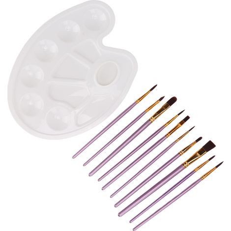 10 Pinceaux Peinture à l'huile Non Toxiques Sans Acide Sans Odeur, Tailles Variées, Manches Ergonomiques, Lot avec Palette (1/5)
