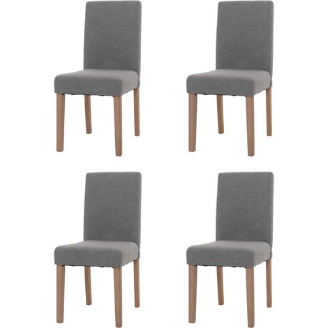 Lot de 4 chaises de salle à manger Littau, chaise de cuisine à dossier haut, tissu/textile bouclé bois gris, pieds cou (1/5)