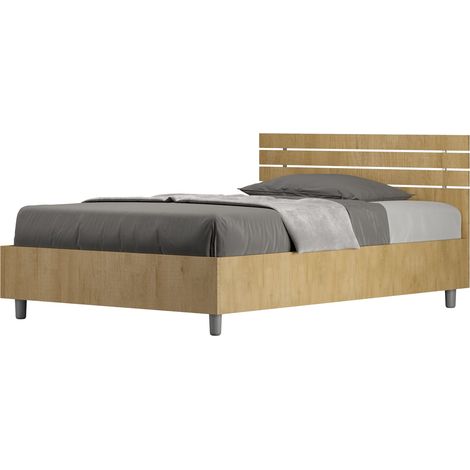 Letto 1 Piazza e Mezzo 120x190 cm con Rete e Contenitore Ankel Testata Doghe Dritta Quercia (1/5)