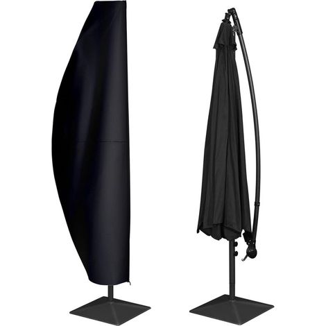 Housse de parasol imperméable 210D - adaptée aux parasols déportés - adaptée aux parasols de jardin de 9 à 13 pieds - noire (1/5)
