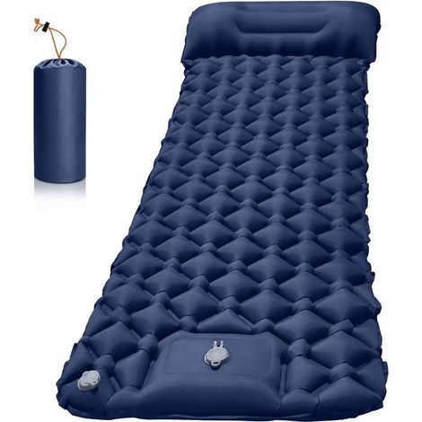 Selbstaufblasende Campingmatratze – Luftbettmatte – Komfortables Schlafen im Freien – Integrierte Fußpumpe – 190 cm Länge – Blau (1/5)