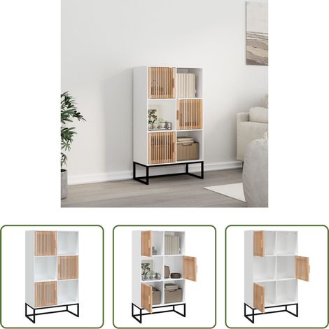 Hochschrank - Highboard Weiß 70x35x125 cm Holzwerkstoff (1/5)