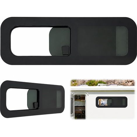 Fenêtre coulissante horizontale pour camping-car 780 x 280 mm, fenêtre pour caravane Cadre en aluminium, résistant aux UV, montage horizontal, universel pour camionnette, van, camping-car (1/5)