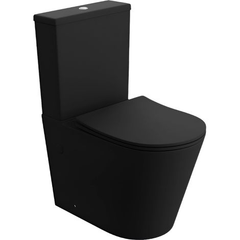 Einteilige Stand-WC mit eingebautem Spülkasten NEPTUN BLACK  Komplett-Set  (1/5)