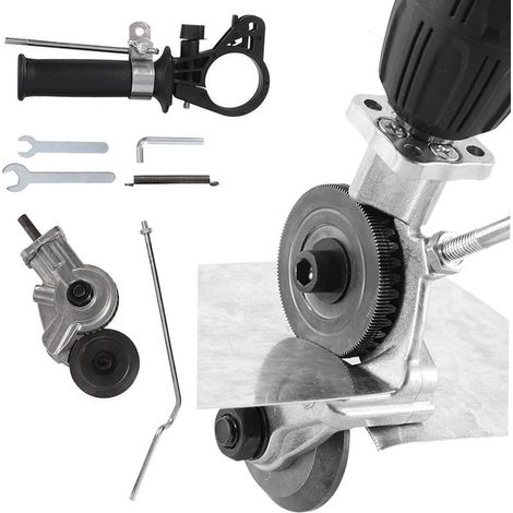 Blechknibbelgerät, elektrischer Bohrplattenschneider, Blechknibbelgerät zum Schneiden von Eisen, Stahl, Kupfer und Aluminium (geeignet für 12V/21V Lithium-Bohrmaschinen), einfach zu bedienen (1/5)