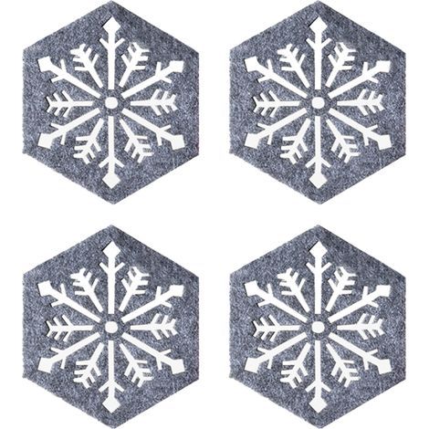 Schneeflockenförmige Untersetzer – Filz – 100 x 100 x 5 mm – Festliche Weihnachtsdekoration – 4er-Set (1/5)