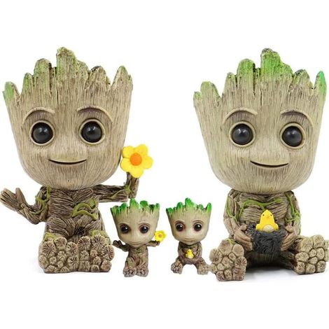 Pot de Fleurs Arbre Succulent Mignon - Plantes Avec Trou pour Stylo Tenue - Parents et Baby Groot Model Toy - Cadeau d'Anniversaire pour Les Enfants (1/5)