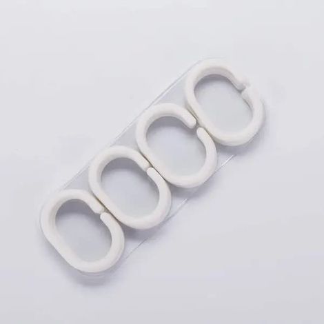 Anneaux de rideau de douche en plastique, en forme de C, blancs, lot de 12. (1/4)