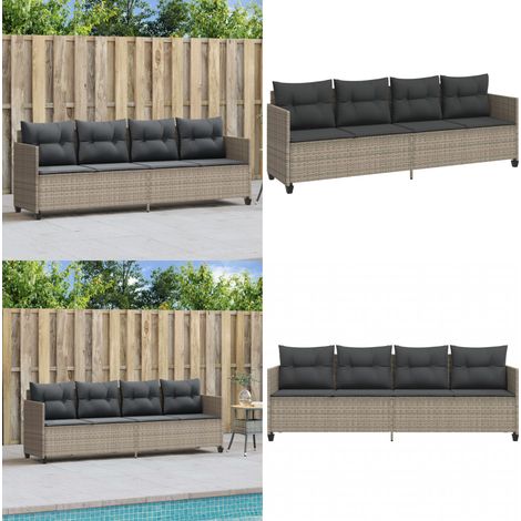 Sonnenliege mit Kissen Hellgrau Poly Rattan - Sonnenliege - Gartenliege - Relax Liege - Outdoor Möbel - Pool Lounge - Home & Living (1/5)