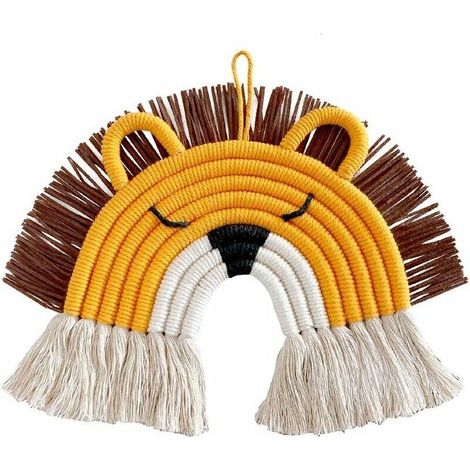 - Cerf Lion Décoration Murale À La Main Tissage Ornement Moderne Décoration De La Maison Accessoires Pendentif Suspendu pour Fête Baby Shower Chambre Pépinière Bébé Chambres D'enfants (Lion) (1/5)