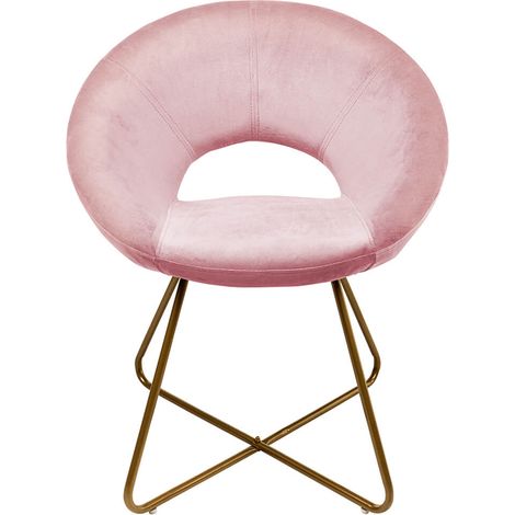 HOME DELUXE - Esszimmerstühle Samt SELESA inkl. Tisch MASEI - Farbe: Rosa, Bezug: Samtstoff, Gestell: Gold, pulverbeschichtet, max. 120 kg I Rundsessel, Küchenstuhl Polsterstuhl Samtstuhl Beistelltis