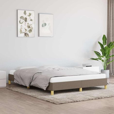 Cama sin colchón tela gris taupe 140x200 cm (1/5)