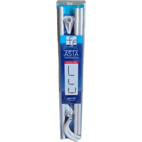 Asta tenda doccia angolare 90x170 cm in acciaio bianco (1/4)