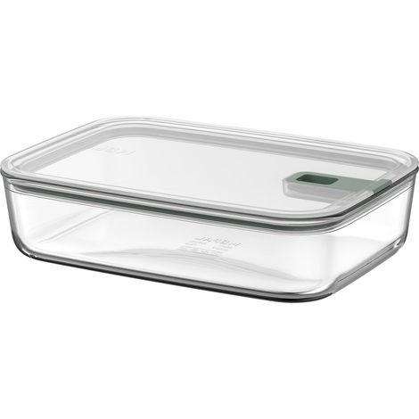 Boîte de conservation alimentaire en verre EasyClip - Boîte de rangement en verre avec couvercle et fermeture coulissante - Convient pour le micro-ondes, le four et le congélateur - 2,25 l (1/5)