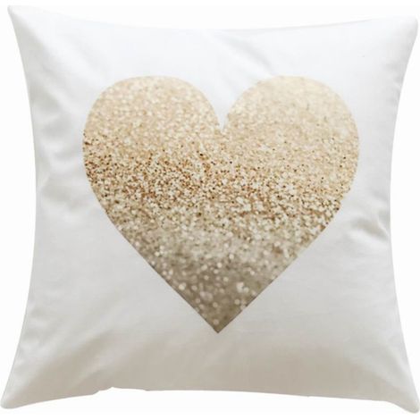 Housse De Coussin Motif Coeur Doré Décoration Canapé Bureau Salon Maison - 1 Pièce (1/5)