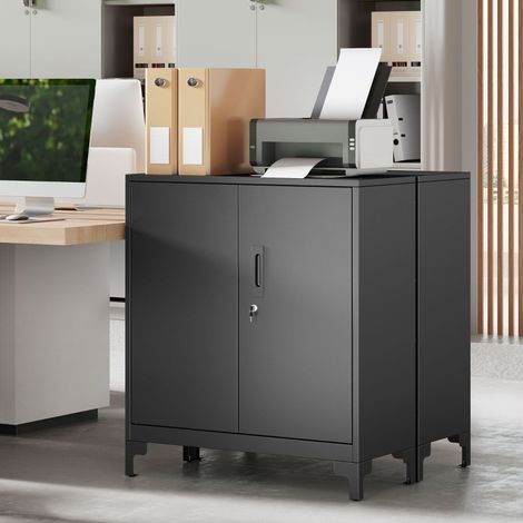 Armadio da ufficio 80x35x91 cm in metallo nero con contenitore FloraGrace (1/5)