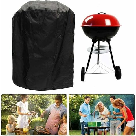 Bâche Barbecue Rond, Housse Barbecue Rond, Couverture Barbecue Weber, Bâche de Protection Barbecue Rond en Tissu Oxford Imperméable Anti-UV/Pluie avec Sac de Rangement pour Jardin Patio 77X58CM (1/5)