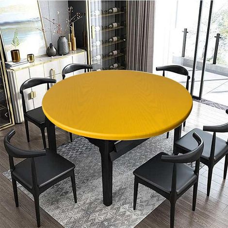 Housse de table élastique Ronde 130cm Jaune avec élastique pour Intérieur & Extérieur