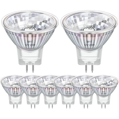 8er-Pack MR11 G4 12V 20W warmweiße, dimmbare Halogenlampen für Einbau- und Schienenbeleuchtung (1/5)