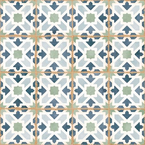 Carrelage effet Carreau ciment Alzari Bleu 12,4x12,4x0,8 cm Serano - Sol et mur intérieur (vendu par carton de 0,49 m²) - RO'MA CARRELAGE