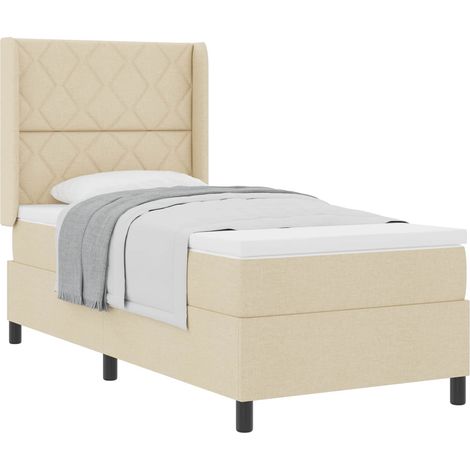 Maison Exclusive - Lit à ressorts avec coussin Crème 200 x 100 cm tissu (1/5)