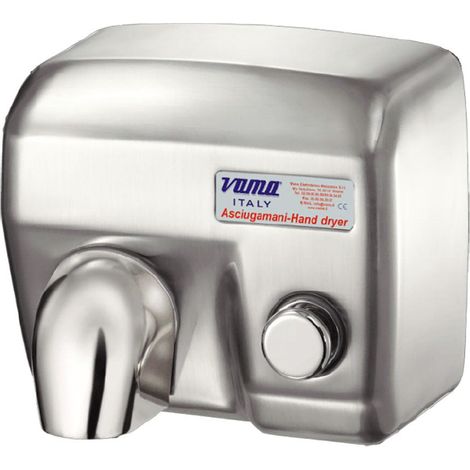 Asciugamani Elettrico Antivandalo con Pulsante 2400W Vama Ariel SP Acciaio Inox Satinato (1/3)