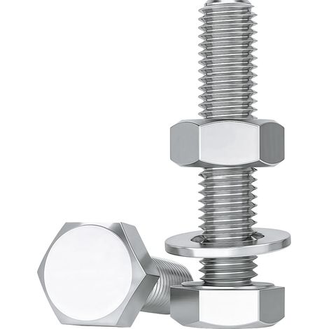 Boulons Et écrous, 10 Pièces M10 X 40mm Boulons à Six Pans Avec écrous et Rondelles Assortiment Acier Inoxydable A2 V2A M10 Vis Inox DIN933 / DIN934 / DIN125 (1/5)