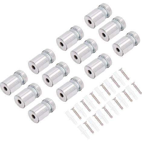 Lot de 12 vis d'écartement en acier inoxydable pour panneaux muraux publicitaires, clous pour acrylique 16 x 20 mm (1/5)