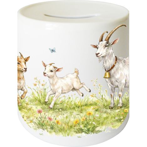 Tirelire chèvres en céramique 9,5 cm (1/2)