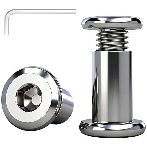 M4 x 30 mm Stainless Steel A2 V2A 304 Stainless Steel Connection Screws with Socket Nut, Socket Nut Connectors for Cabinets, Tables and Wooden Furniture (1/5)