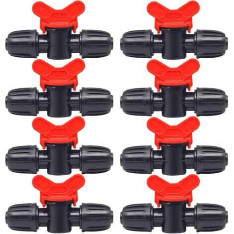 10 Pièces Vanne Commutation d'Irrigation, Irrigation Pipe Valve Switch, Robinet Jardin en Plastique PE, Robinet Barbelé Double Mâle, pour L'irrigation des Pelouses de Jardin, pour 16mm Tuyau