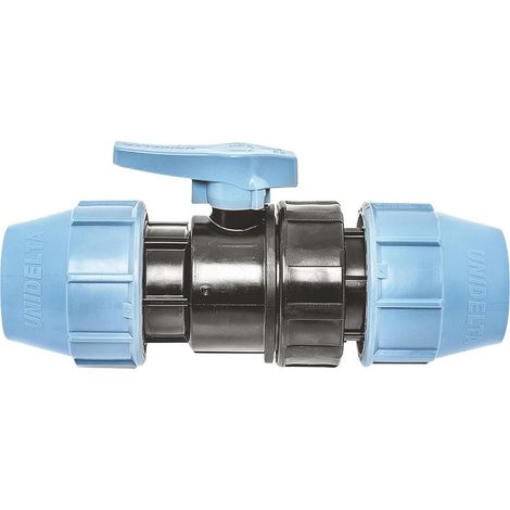 valvola a sfera in PVC, passaggio totale, corpo in polipropilene, maniglia a farfalla, guarnizioni in EPDM, distribuzione dell'acqua (1/5)