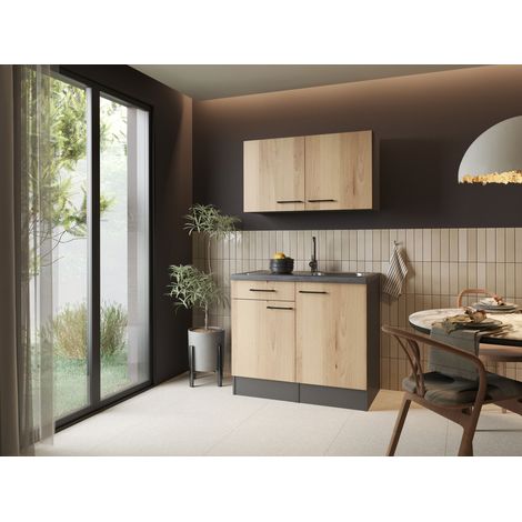 Spülenschrank Küchenschrank Oberschrank 100cm Artisan Eiche Grau Oliver Respekta