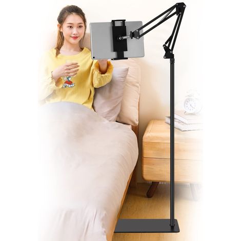 Universell verstellbarer, um 360 Grad drehbarer Tablet-Ständer aus Metall für iPad/iPhoneX/iPad Pro oder andere Geräte von 4,5 bis 12,9 Zoll (Schwarz) (1/5)