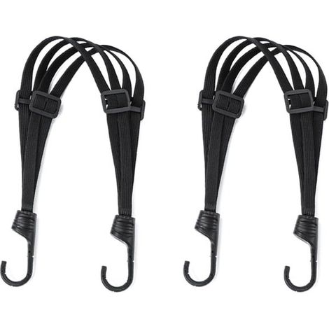 Sangles élastiques - Lot de 2 - Sangles pour casque - Extensibles - Sangles pour bagages - Élastiques à haute résistance - 60 cm - Noir (1/5)