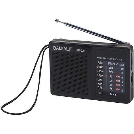Mini radio portable rétro FM/AM à ondes complètes, idéale pour le camping et les activités de plein air (noir). (1/4)