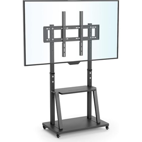 Unho – Support TV sur pied réglable pour écrans 32-100 pouces – Charge 80kg – VESA 800x600mm – 4 roulettes verrouillables