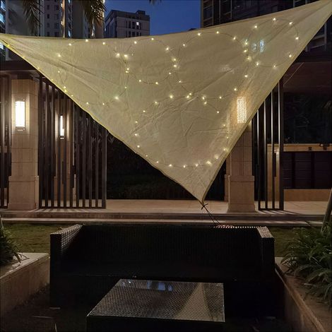 Toldo de ocultación con led solar color beige para exterior 3 x 3 x 3 m (1/3)
