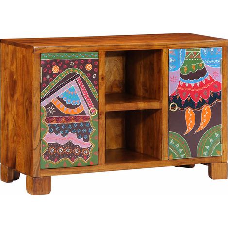 Buffet,Bahut,Meuble de Rangement multicolore 90x35x60 bois massif d'acacia CFW68997 (1/5)