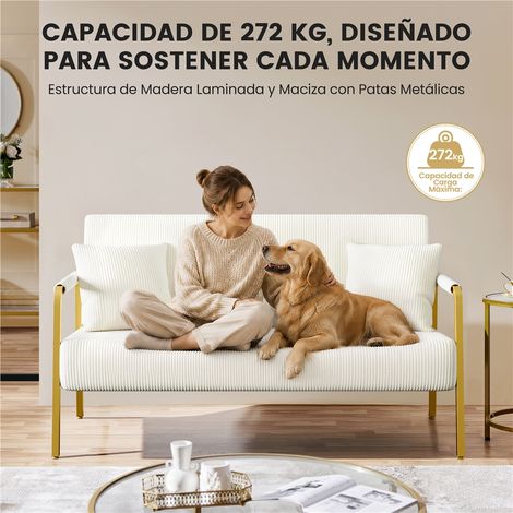 Homevive Sofá de Dos Plazas de Tala con Dos Cojines Beige (1/5)