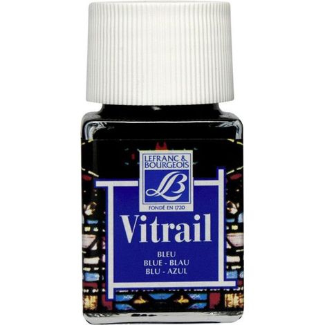 Peinture vitrail - Lefranc Bourgeois - Bleu - Flacon de 50ml (1/2)