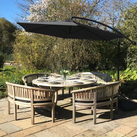 3m freitragender Sonnenschirm Freischwinger Gartenschirm mit Kippfunktion und Hülle im Set Schwarz