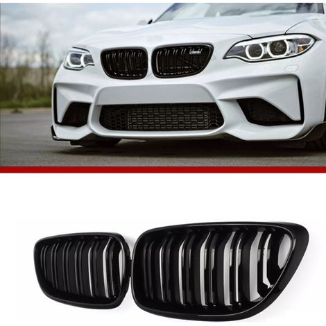 Grilles doubles « kidney » pour BMW F22/F23/F24/F27/E87 2012–2018 — laqué noir brillant