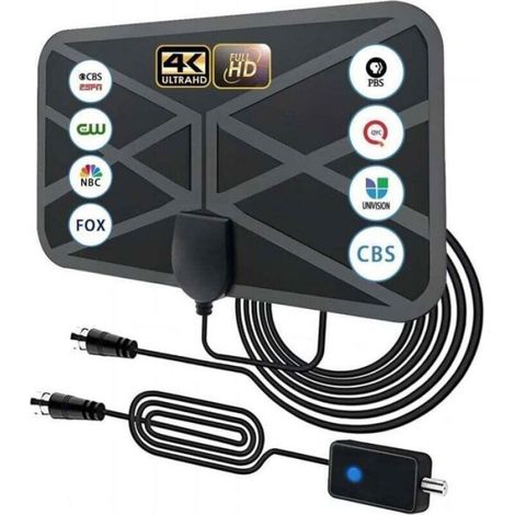 Antenne intérieure TNT HD TV, antenne TNT numérique HD d'une portée de 420 km, amplificateur de signal, chaînes locales (1/4)