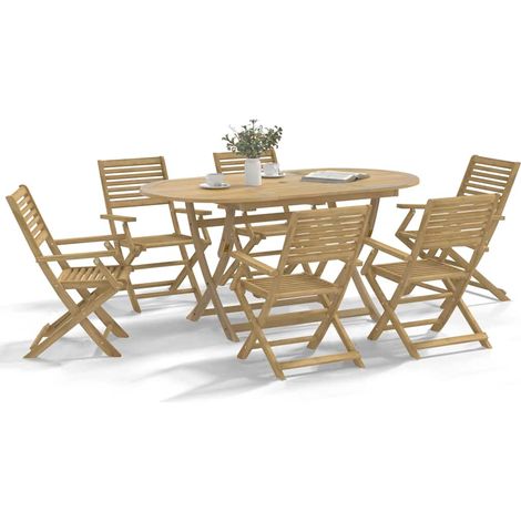 vidaXL Set da Pranzo da Giardino 7 pz in Legno Massello di Acacia (1/5)