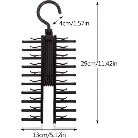 Porte-cravates multifonction à 20 rangées avec pinces antidérapantes et rotation à 360° (1/5)