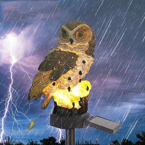 Hibou solaire LED luminaire jardin étanche extérieur décoration pelouse brun (1/5)