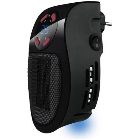 Tropicano Plug Heater - Mini radiateur électrique céramique 1500W, Léger et compact, Thermostat réglable, 2 puissances, Fonction ventilateur, Technologie PTC, Blanc (1/4)