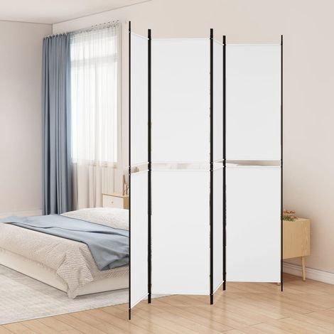 4-tlg. Paravent Weiß 200x220 cm Stoff